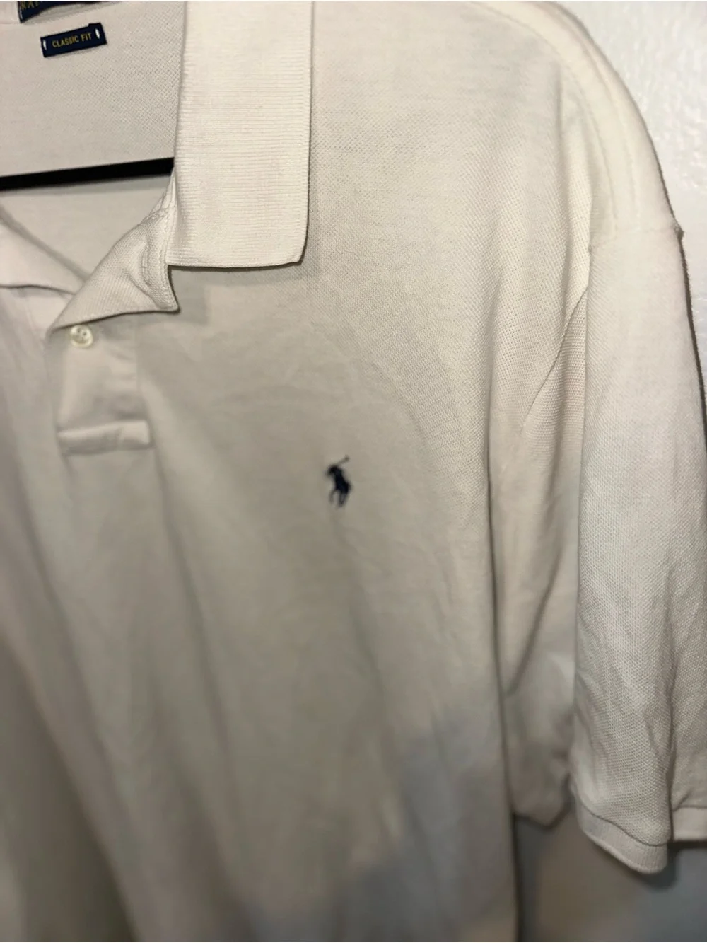 Ralph Lauren White Polo with Navy Pony Embroidery